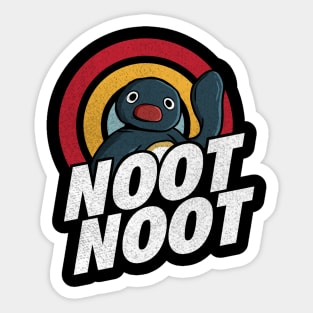 Noot Noot Funny Penguin Meme Vintage Rainbow Distressed Sticker